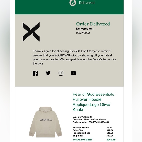 Fear of God Essentials Pullover Hoodie Applique Logo Olive/Khaki (Size S) - Picture 3 of 5